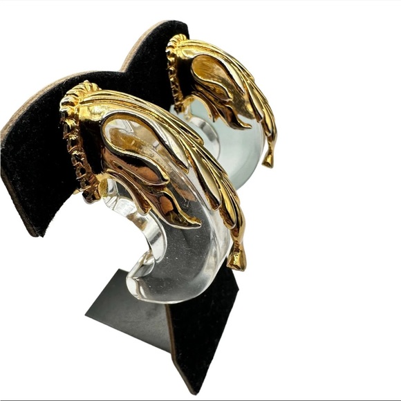 Vintage Inna Citrine Inna Cytrine Lucite earrings clip on - Picture 2 of 3